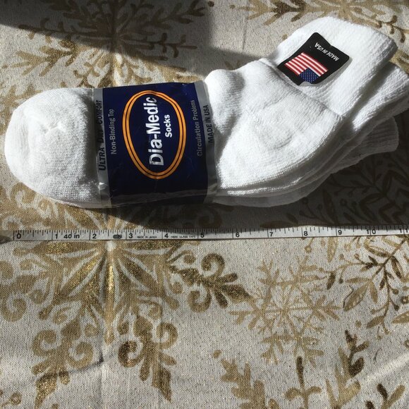 New Dia-Medic White Bootie Socks - 3 Pack - Non-Binding - Size 9 - 11 - Picture 6 of 7